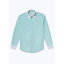 Fursac - Turquoise Cotton Poplin Collar Shirt Blanc