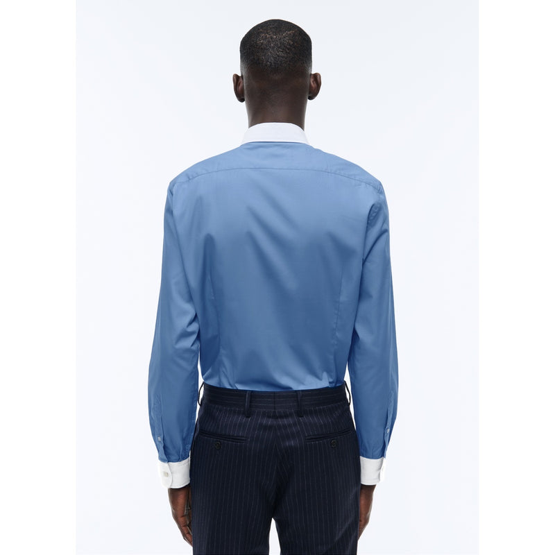 Fursac - Blue Cotton Poplin Collar Shirt Blanc