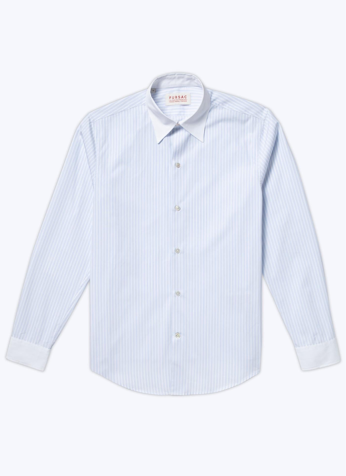 Fursac - Striped Cotton Poplin Shirt - Sky Blue - Men
