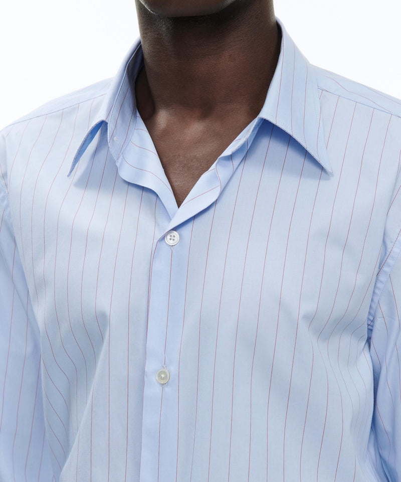 Fursac - Sky Blue Striped Cotton Poplin Shirt