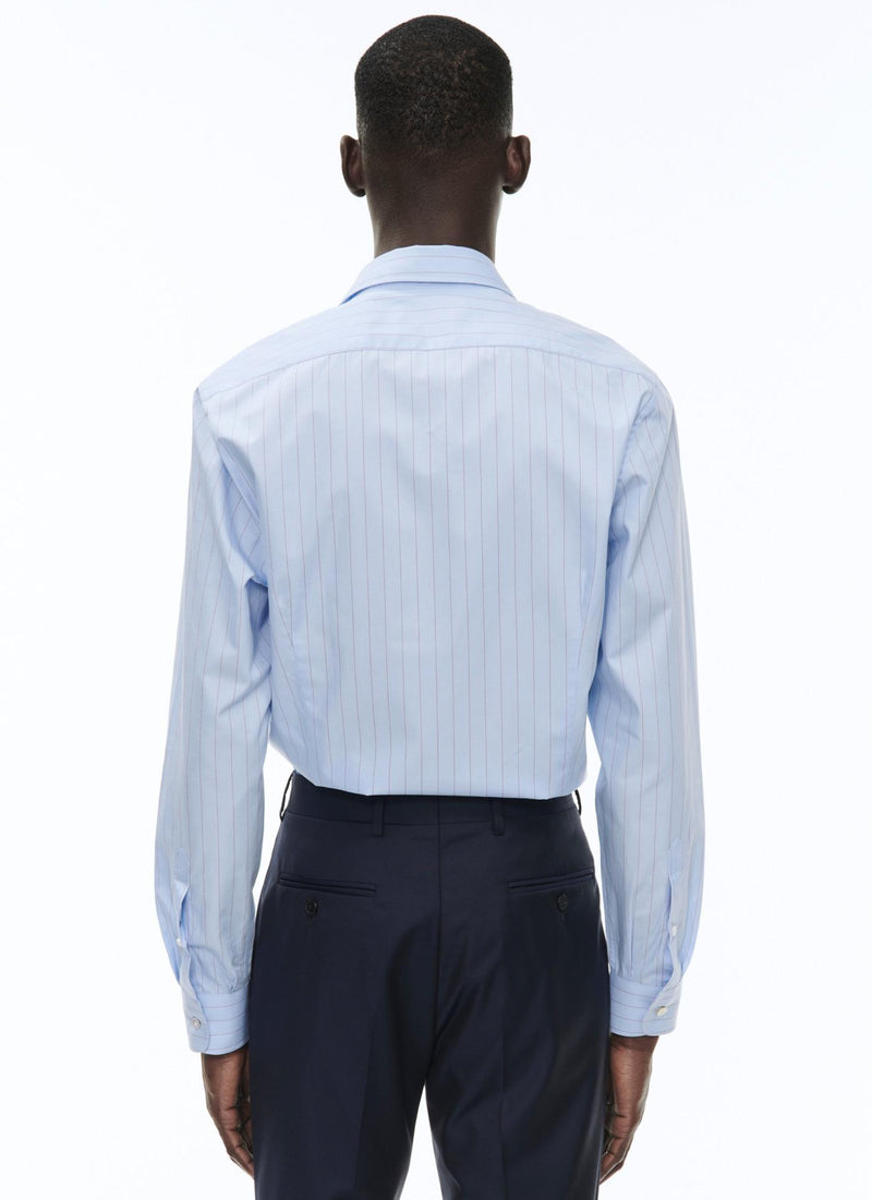 Fursac - Sky Blue Striped Cotton Poplin Shirt