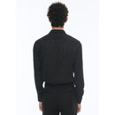 Camisa Terciopelo Con Cuello De Golondrina A Lunares - Lunares Negros
