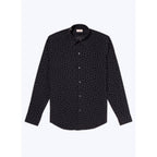 Velvet Polka Dot Swallow Collar Shirt - Black Polka Dots