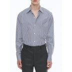 Fursac - Cotton Shirt - Navy Blue Baton Stripes