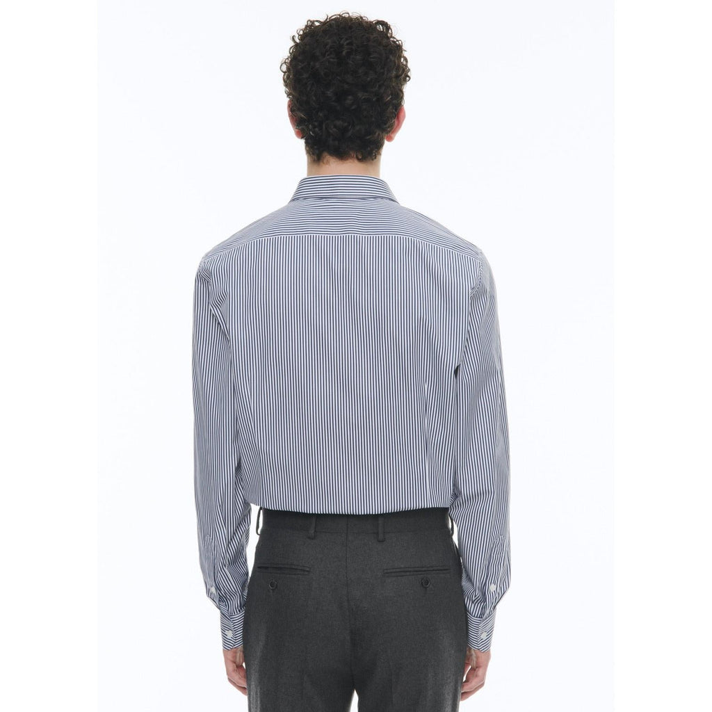 Fursac - Cotton Shirt - Navy Blue Baton Stripes