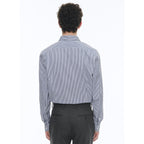 Fursac - Cotton Shirt - Navy Blue Baton Stripes