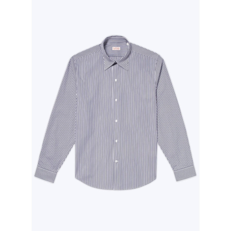 Chemise En Coton - Rayures Baton Bleu Marine