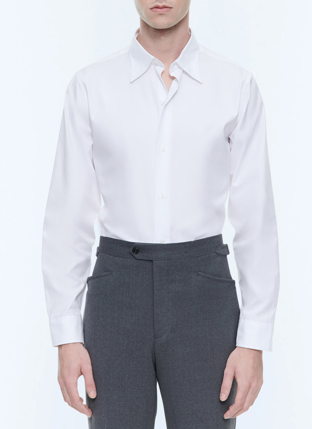 Chemise Col Hirondelle En Twill - Blanc