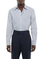 Chemise Col Hirondelle En Popeline Rayée - Marine
