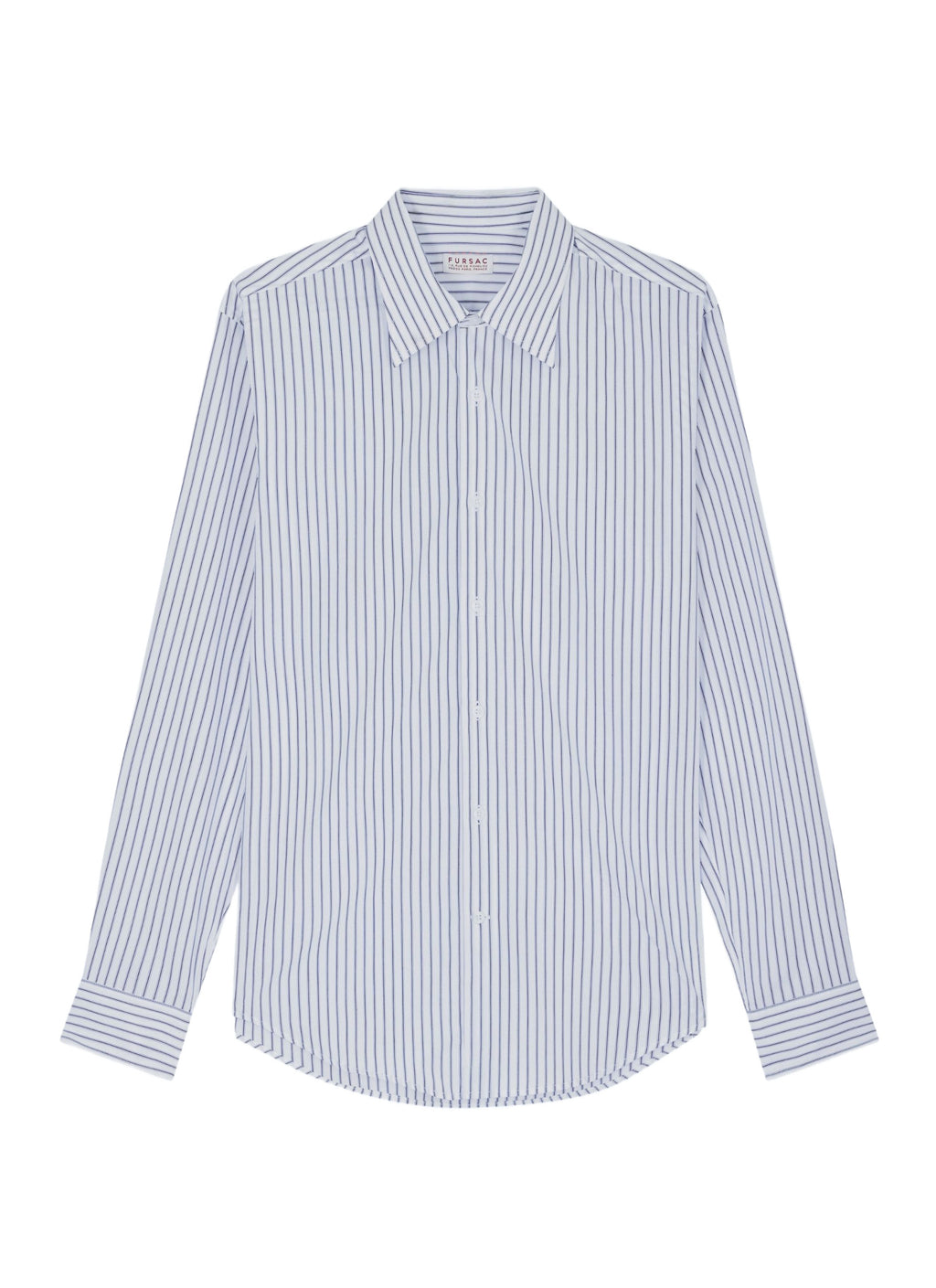 Chemise Col Hirondelle En Popeline Rayée - Marine
