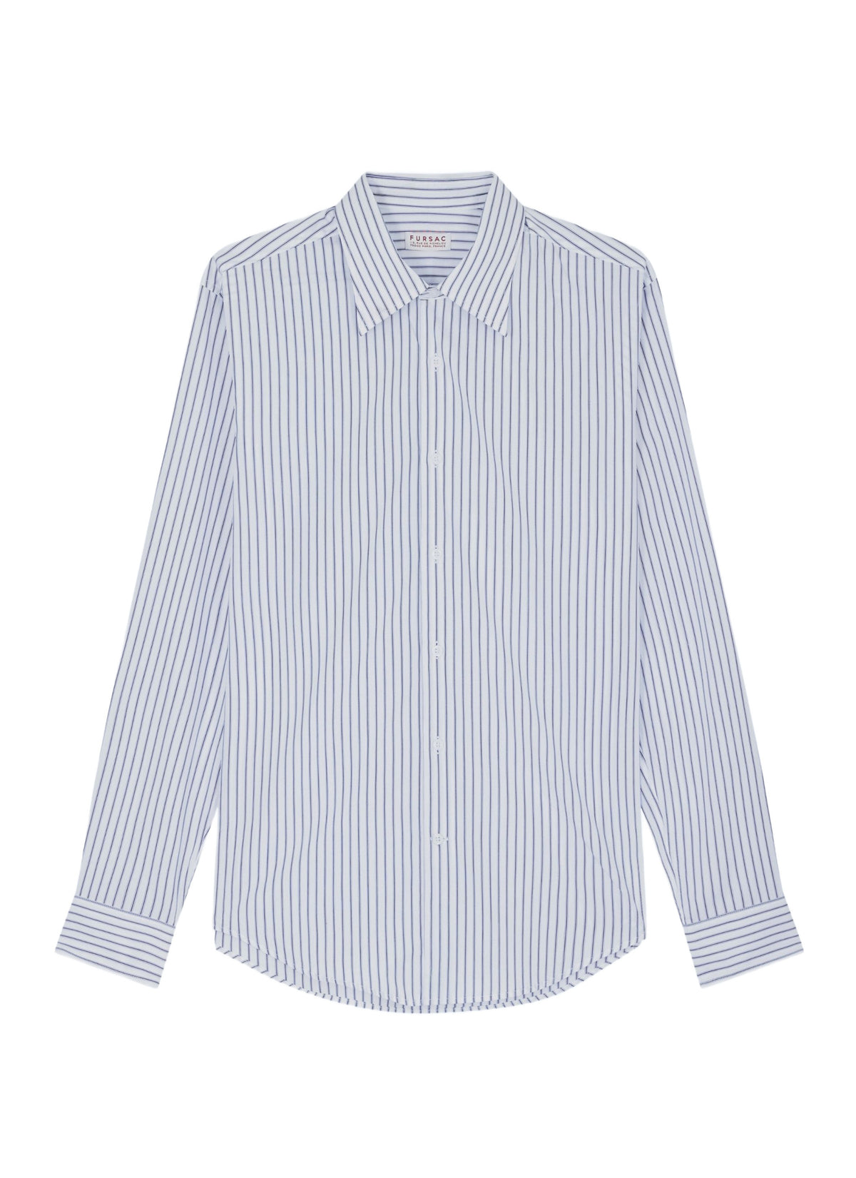 Chemise Col Hirondelle En Popeline Rayée - Marine