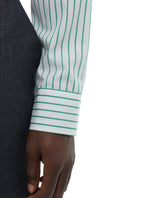 Camisa Con Cuello Golondrina En Popelín De Rayas - Verde Manzana