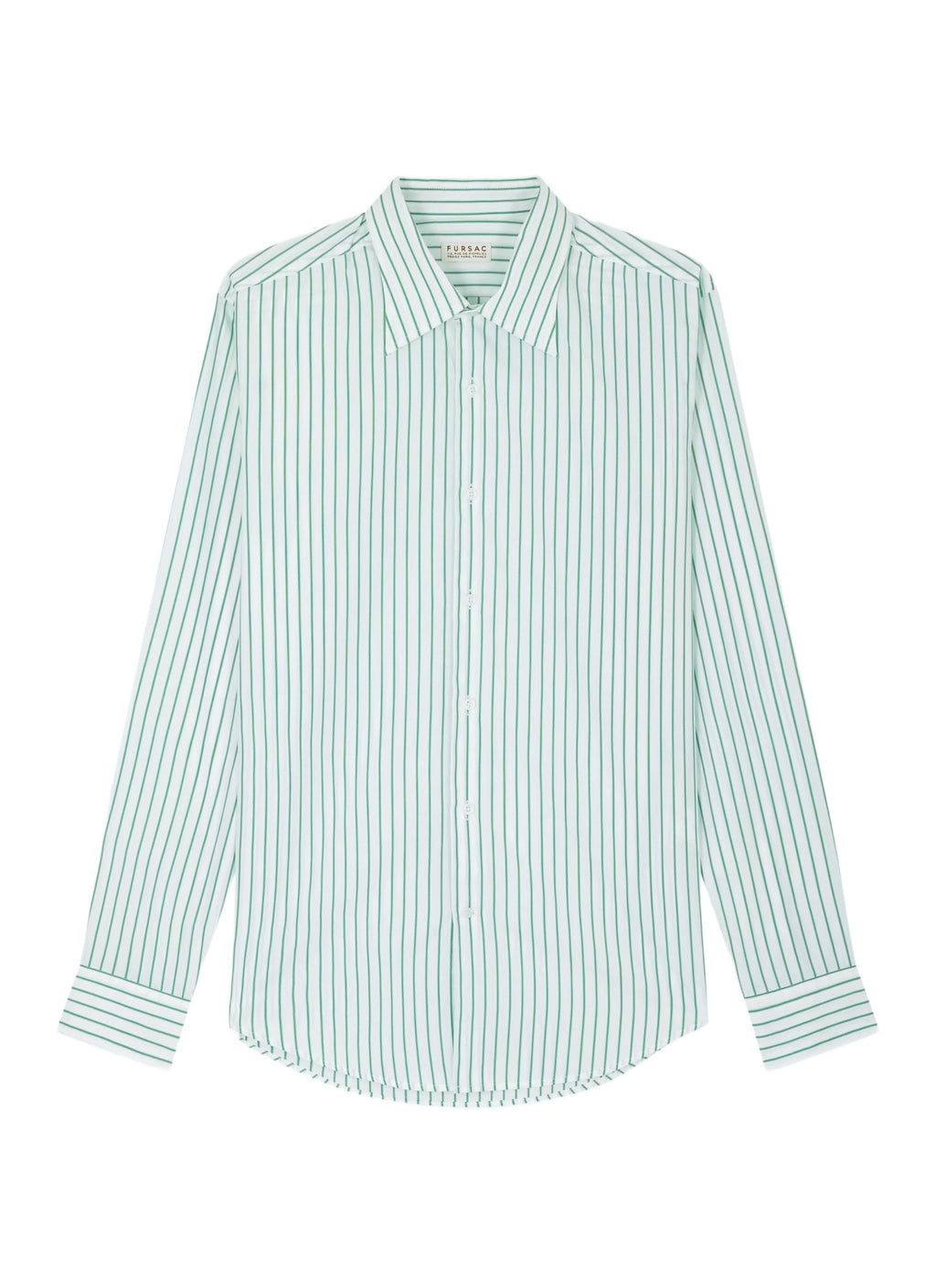 Camisa Con Cuello Golondrina En Popelín De Rayas - Verde Manzana