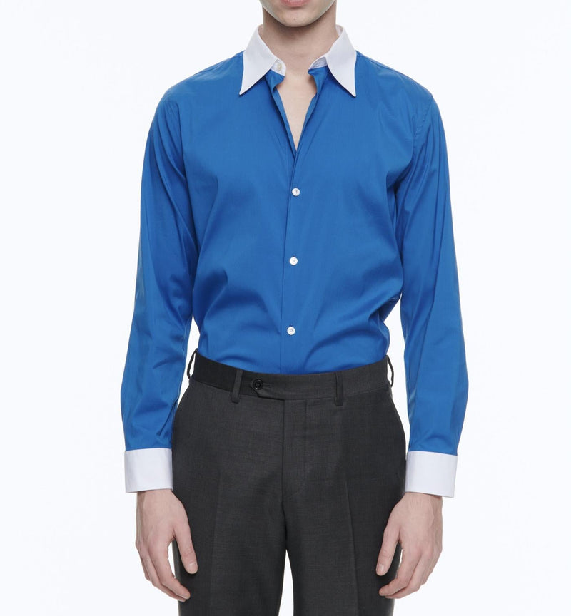 Fursac - Camisa de popelina de algodón azul - Saphir - Hombre