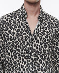 Fursac - Camisa de Viscosa con Estampado de Leopardo - Gris Medio - Hombre