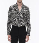 Fursac - Chemise En Viscose À Imprimé Léopard - Gris Moyen - Homme