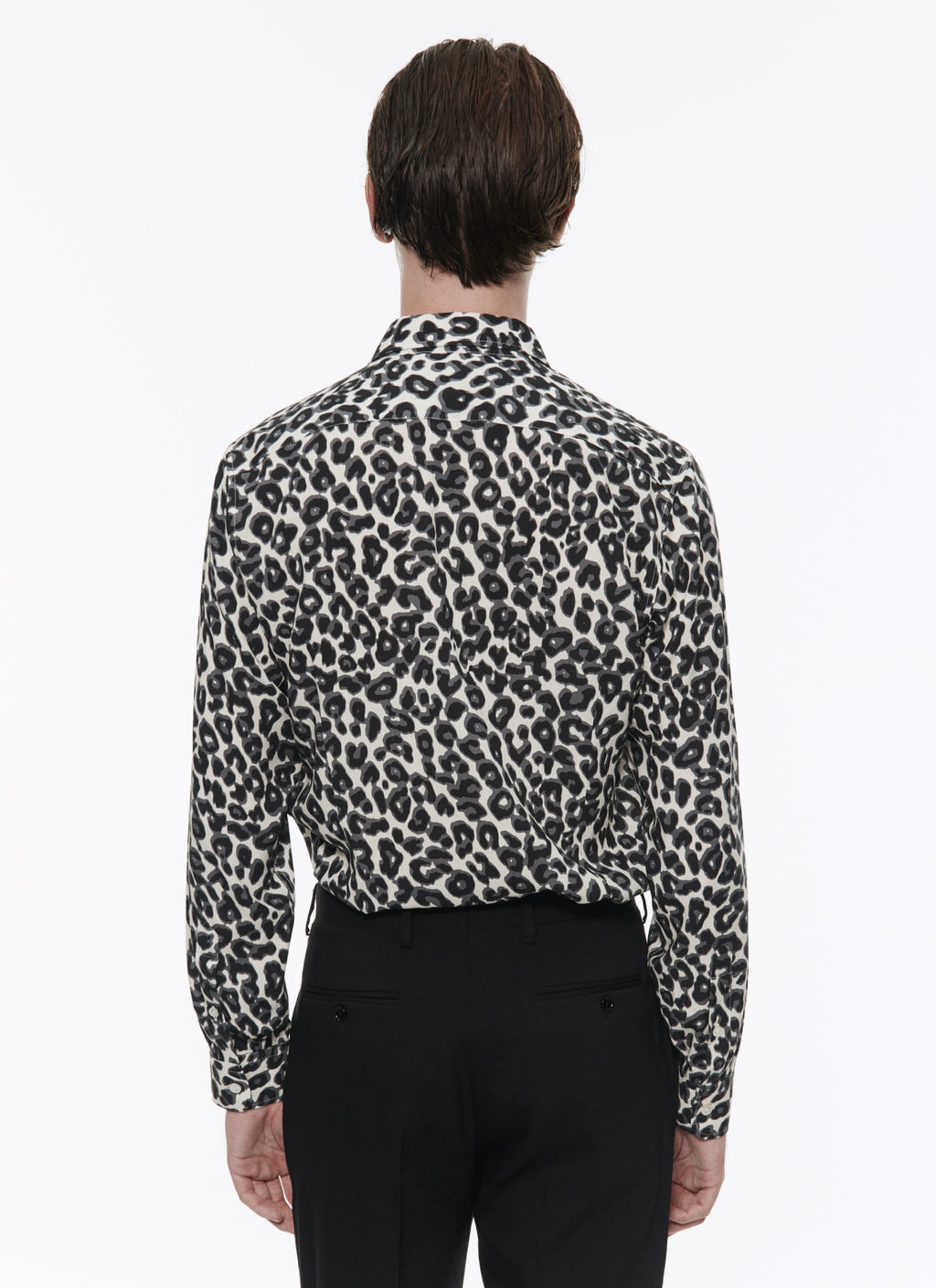 Fursac - Camisa de Viscosa con Estampado de Leopardo - Gris Medio - Hombre