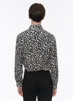 Fursac - Camisa de Viscosa con Estampado de Leopardo - Gris Medio - Hombre