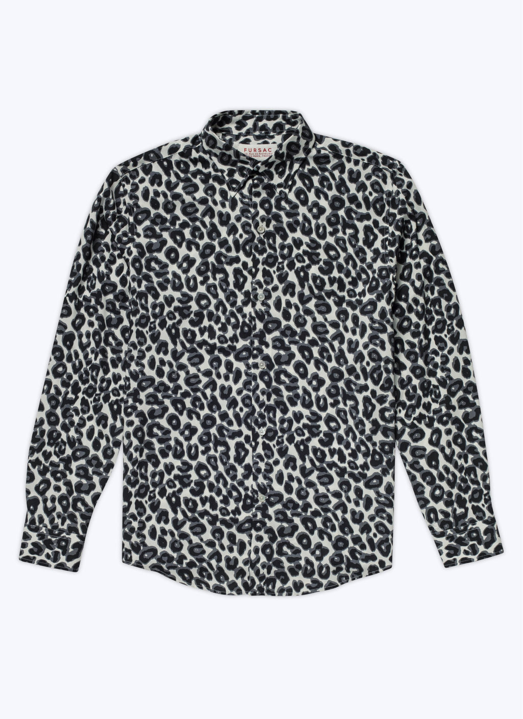 Fursac - Camisa de Viscosa con Estampado de Leopardo - Gris Medio - Hombre
