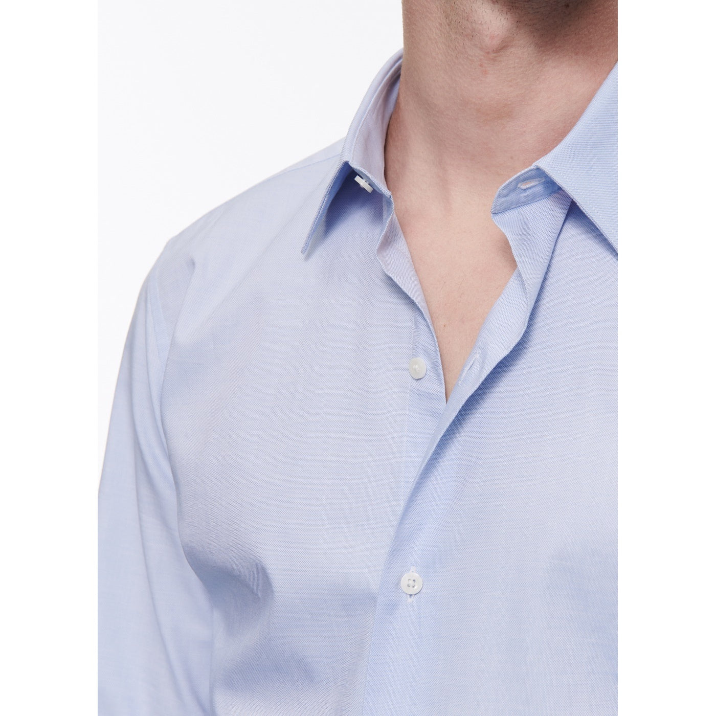 Fursac - Chemise Pâle En Micro Armuré De Coton - Ciel