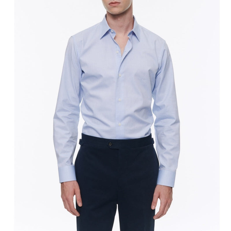 Fursac - Chemise Bleu Pâle En Micro Armuré De Coton