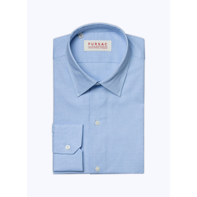 Fursac - Chemise Pâle En Micro Armuré De Coton - Ciel