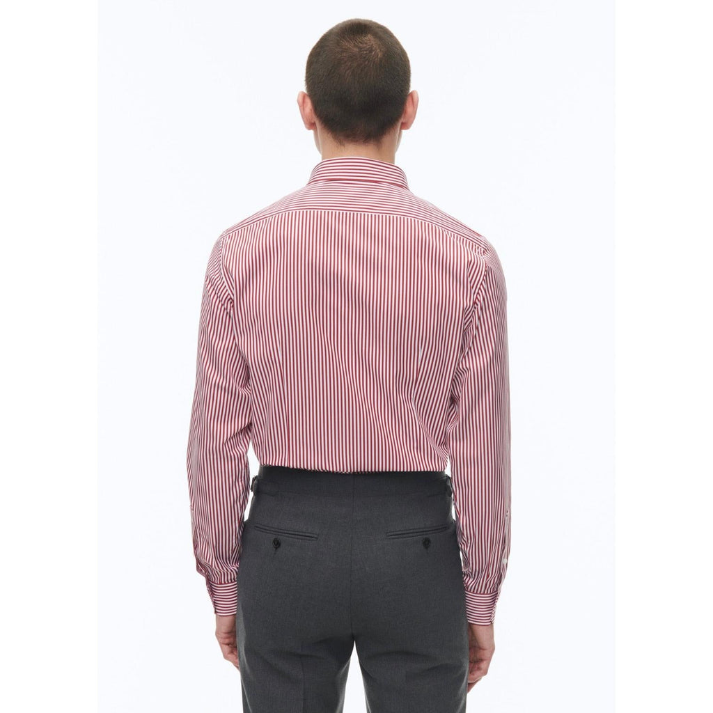 Cotton Stand Collar Shirt - White - Baton Rouge Stripes