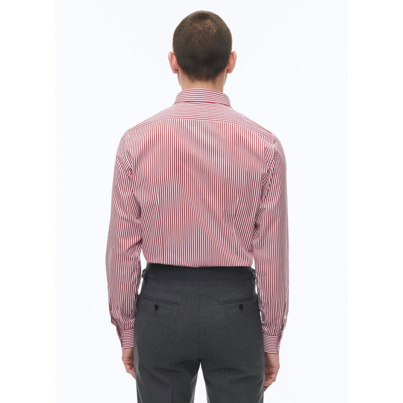 Chemise À Col Droit En Coton - Blanc - Rayures Bâton Rouges