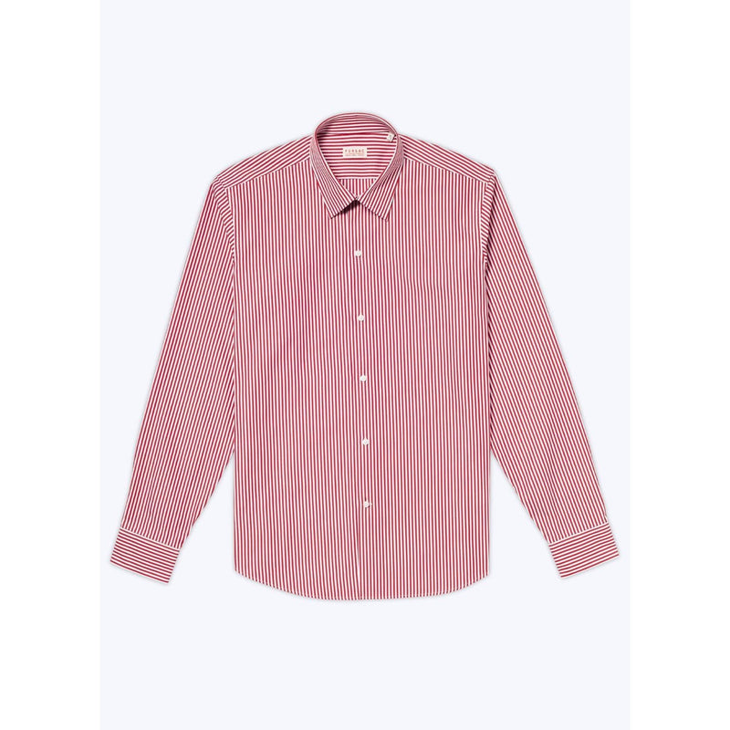 Camisa de algodón con cuello alto - Blanco - Rayas Baton Rouge