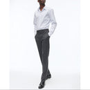 Cotton Stand Collar Shirt - White - Irregular Sky Blue And Black Stripes
