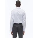 Chemise À Col Droit En Coton - Blanc - Rayures Irrégulières Bleu Ciel Et Noires