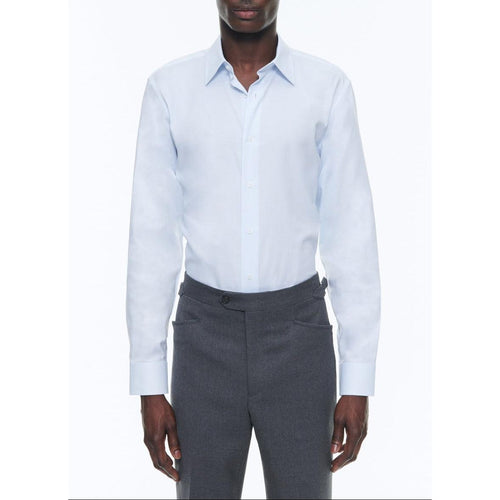 Chemise À Col Droit En Coton - Bleu
