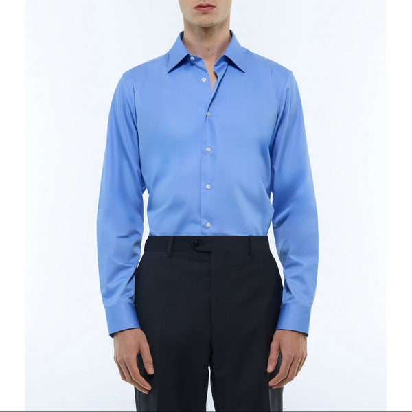 Cotton Straight Collar Shirt - Blue