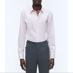 Cotton Stand Collar Shirt - Pale Pink