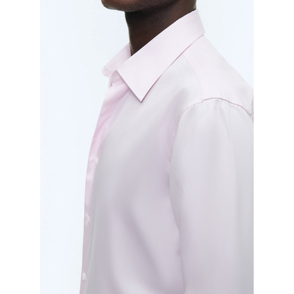 Cotton Stand Collar Shirt - Pale Pink