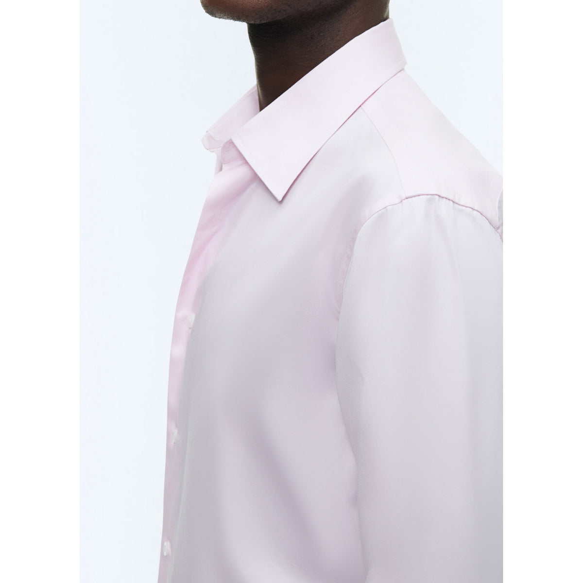 Cotton Stand Collar Shirt - Pale Pink