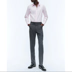 Cotton Stand Collar Shirt - Pale Pink