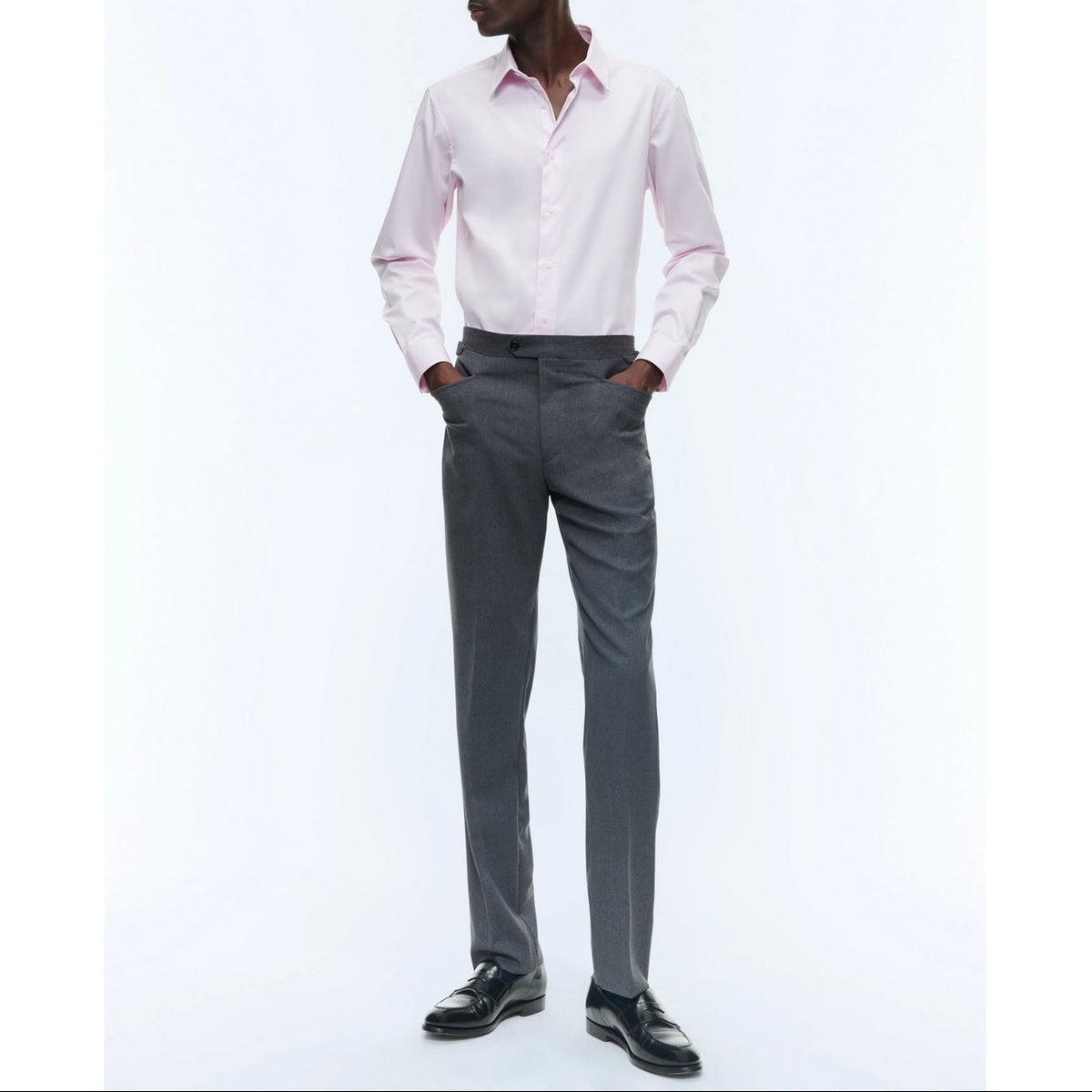 Cotton Stand Collar Shirt - Pale Pink