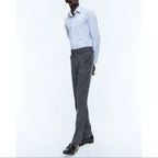 Striped Cotton Shirt With Stand Collar - Sky Blue Stripes