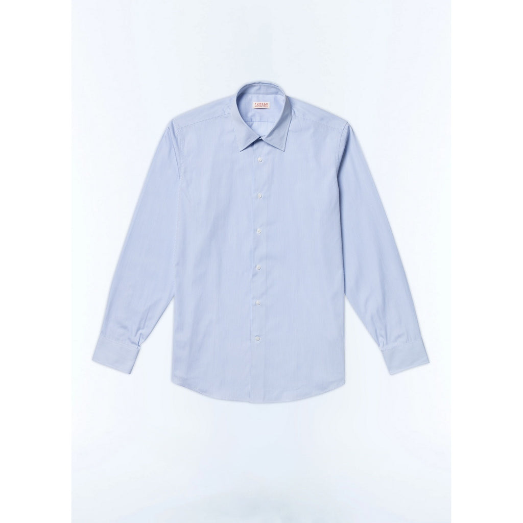 Striped Cotton Shirt With Stand Collar - Sky Blue Stripes