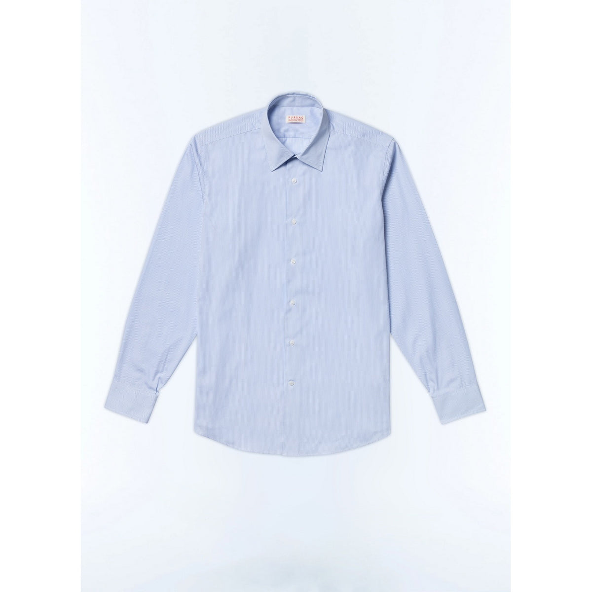 Striped Cotton Shirt With Stand Collar - Sky Blue Stripes