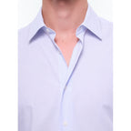 Chemise Rayée À Col Droit En Coton - Bleu Ciel