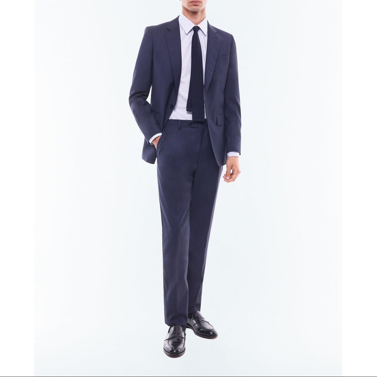 Chemise Rayée À Col Droit En Coton - Bleu Ciel