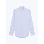 Chemise Rayée À Col Droit En Coton - Bleu Ciel
