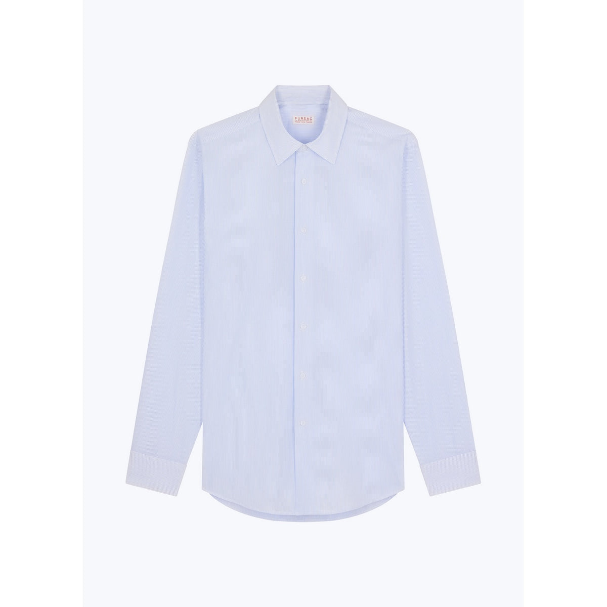 Chemise Rayée À Col Droit En Coton - Bleu Ciel