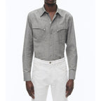 Gray Cotton Western Shirt - Dark Gray