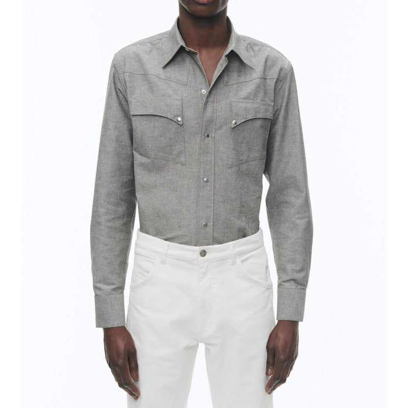 Gray Cotton Western Shirt - Dark Gray