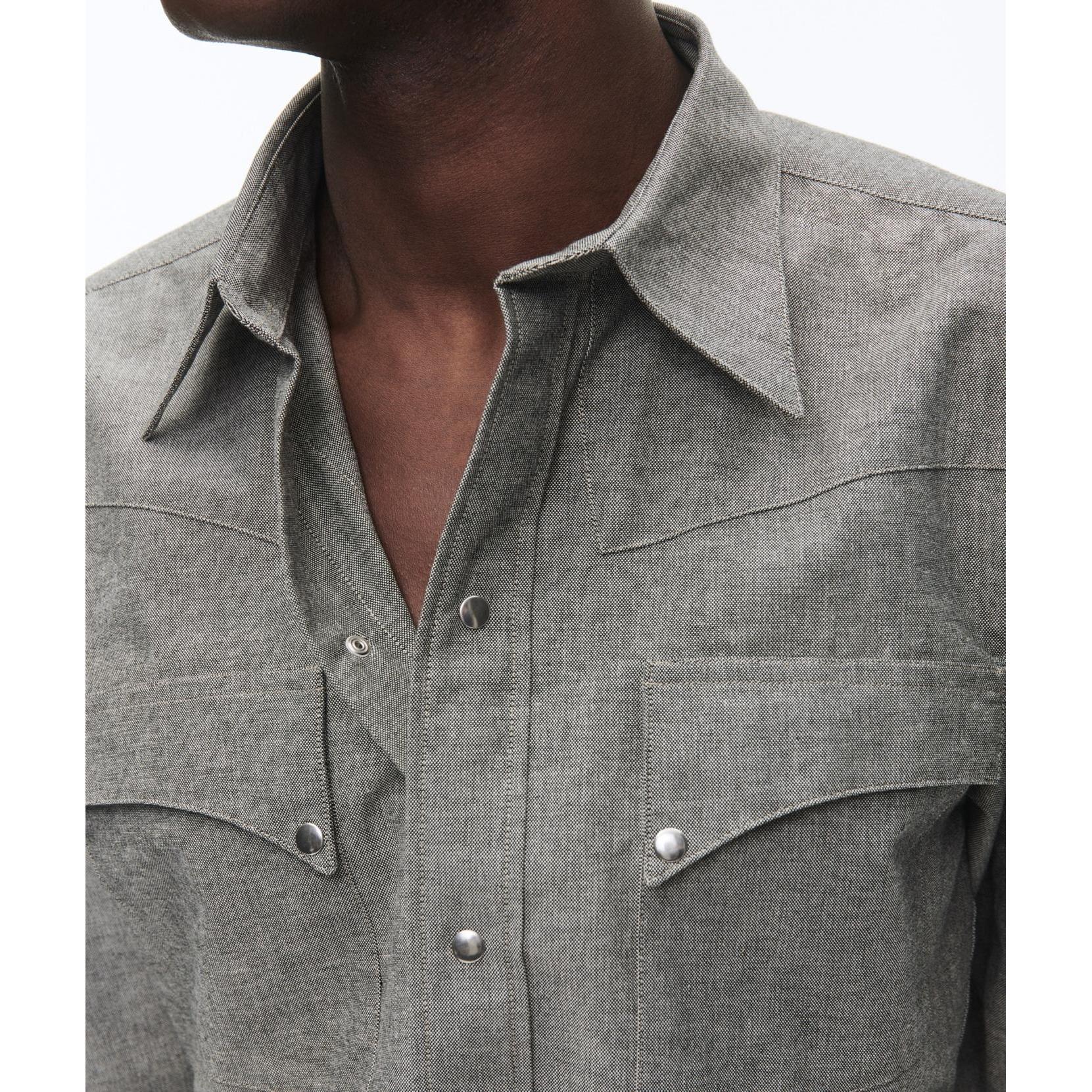 Gray Cotton Western Shirt - Dark Gray