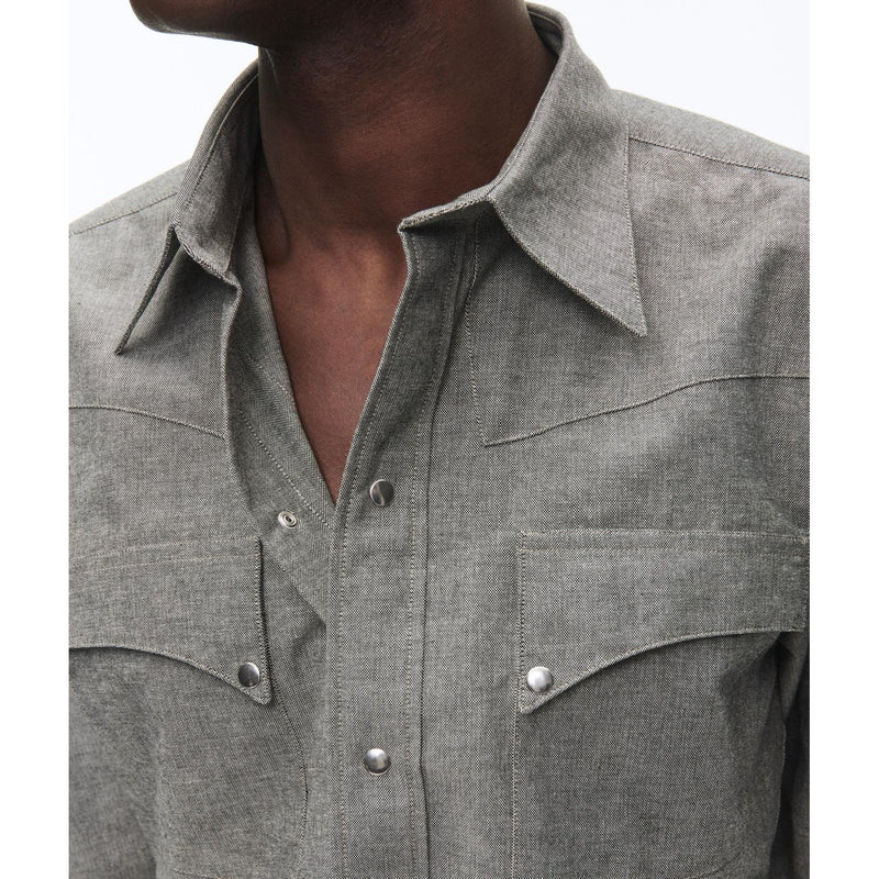 Gray Cotton Western Shirt - Dark Gray