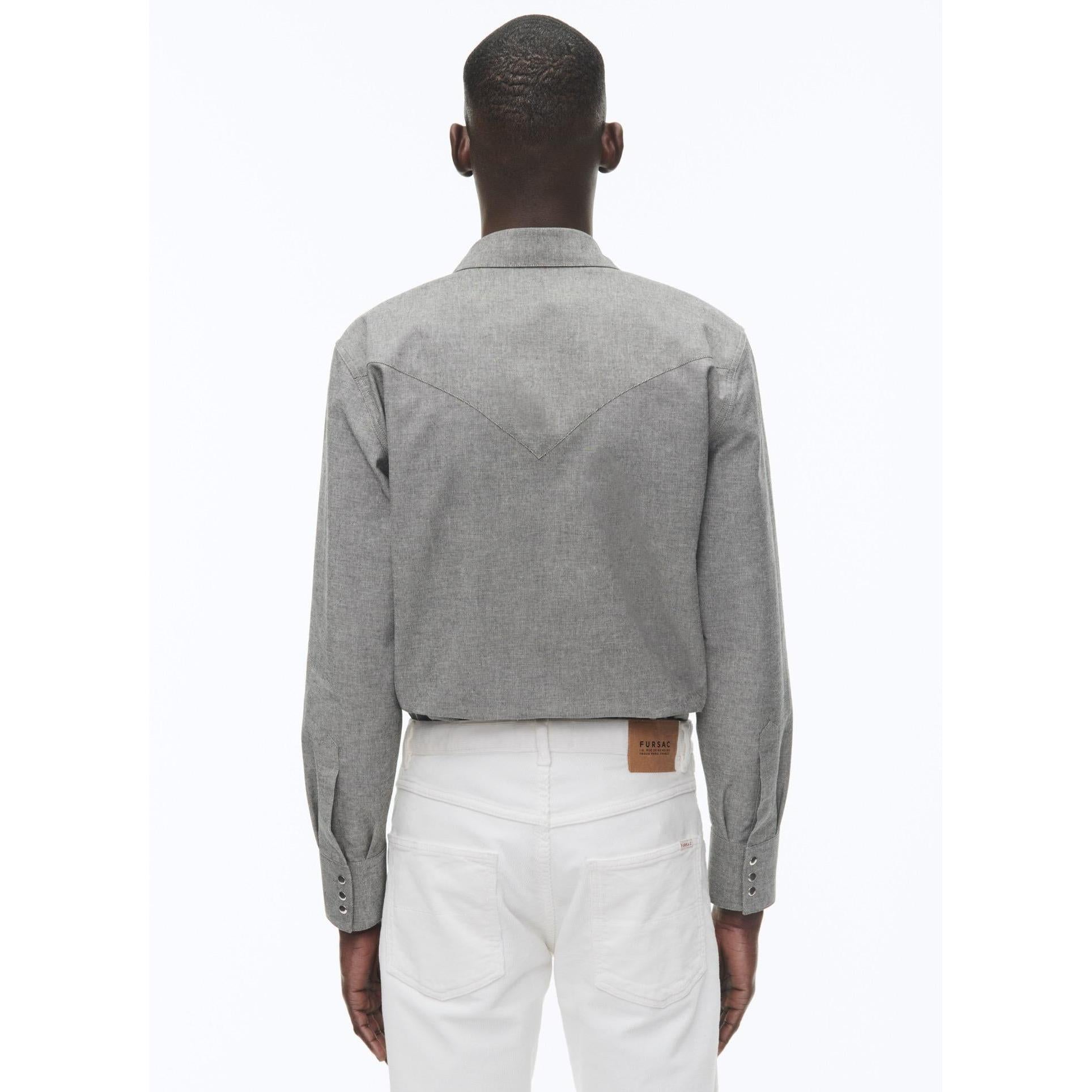 Gray Cotton Western Shirt - Dark Gray